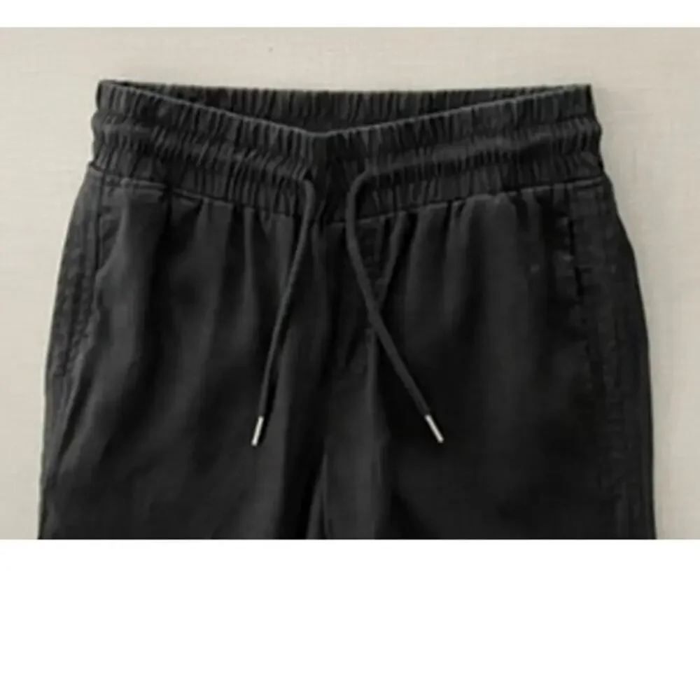 Quince Sz M Wide Leg Linen Pants Black Elastic Breezy Vacation Travel Relaxed - Picture 7 of 16